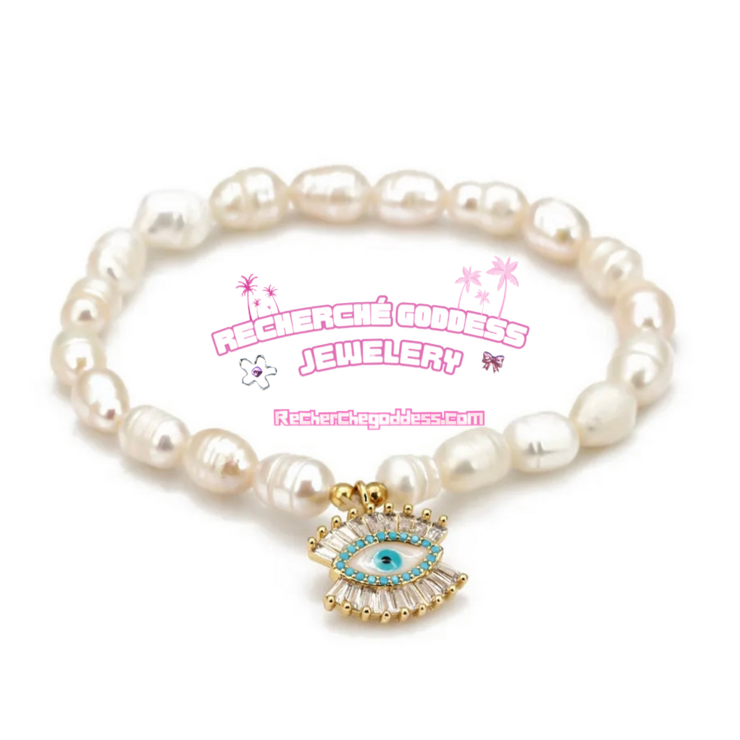 EVIL EYE RISE PEARL BRACELET