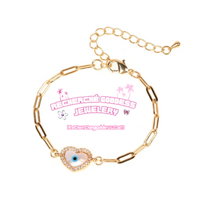 GOLD EVIL EYE HEART BRACELET